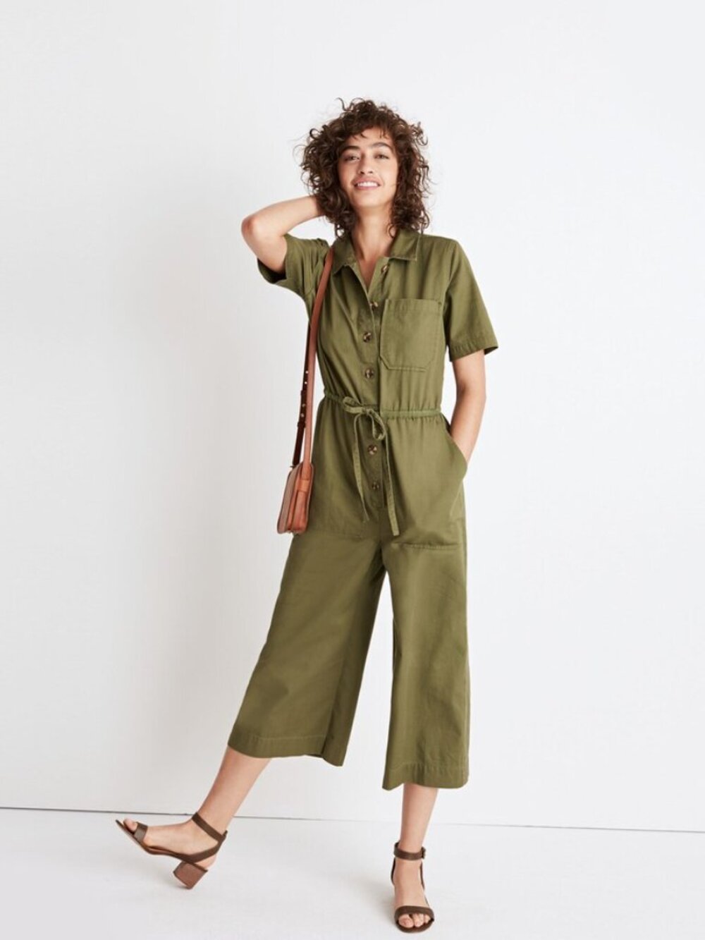 Madewell Wide-Leg Utility Jumpsuit Sz 16 in Desert Olive Green